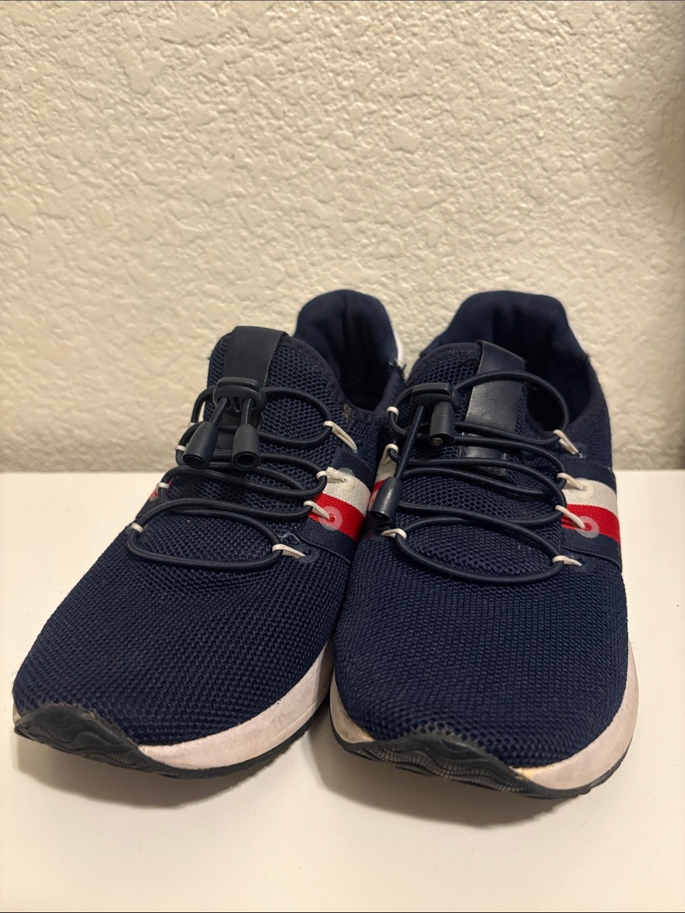 Women Navy Athletic Sneakers with Red & White Accent